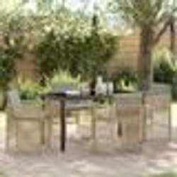 vidaXL Ensemble de salle à manger de jardin 5 pièces avec coussins beige en poly rotin