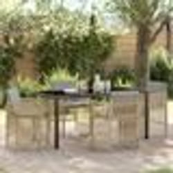 vidaXL Ensemble de jardin 5 pièces avec coussins beige en poly rotin