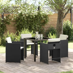 vidaXL Ensemble de salle à manger pour jardin 5 pcs Noir polyrotin