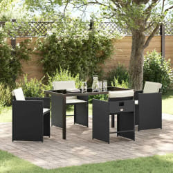 vidaXL Ensemble de salle à manger pour jardin 5 pcs Noir polyrotin