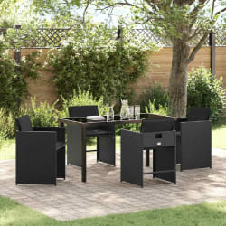 vidaXL Ensemble de salle à manger pour jardin 5 pcs Noir polyrotin