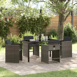 vidaXL Ensemble de salle à manger pour jardin 5 pcs Gris polyrotin