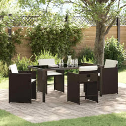 vidaXL Ensemble de salle à manger pour jardin 5 pcs Marron polyrotin