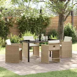 vidaXL Ensemble de salle à manger pour jardin 5 pcs Beige polyrotin