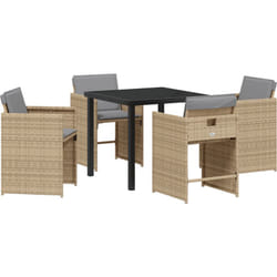 Vidaxl - Ensemble de jardin 5 pièces avec coussins, en rotin synthétique beige.
