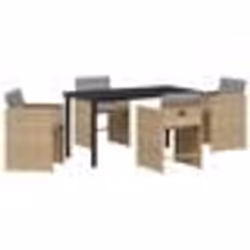 vidaXL Set de salle à manger de jardin 5 pièces avec coussins, en poly rotin beige