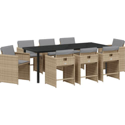 Vidaxl - Set de jardin 9 pièces avec coussins en rotin beige