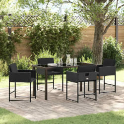 vidaXL Ensemble de salle à manger pour jardin 5 pcs Noir polyrotin