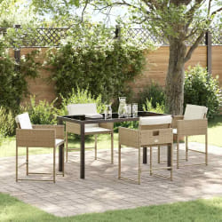 vidaXL Ensemble de salle à manger pour jardin 5 pcs Beige polyrotin
