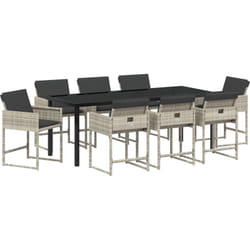 Vidaxl - Ensemble salle à manger de jardin 9 pièces avec coussins gris clair en poly rotin