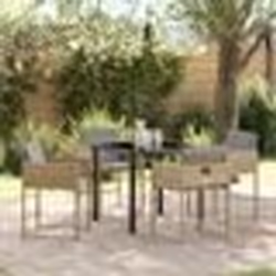 vidaXL Set de mobilier de jardin 5 pièces avec coussins beiges en poly rotin