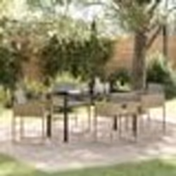 vidaXL Set de jardin 5 pièces avec des coussins en poly rattan beige.