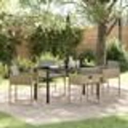 vidaXL Set de jardin 5 pièces avec des coussins en poly rattan beige.