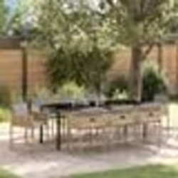 vidaXL Ensemble de salle à manger de jardin 9 pièces avec coussins en poly rotin beige