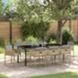 vidaXL Ensemble de salle à manger de jardin 9 pièces avec coussins en poly rotin beige