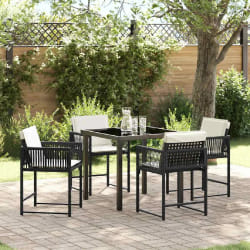 vidaXL Ensemble de salle à manger pour jardin 5 pcs Noir polyrotin