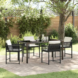 vidaXL Ensemble de salle à manger pour jardin 5 pcs Noir polyrotin