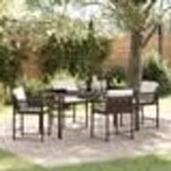 vidaXL Ensemble de salle à manger de jardin , 5 pièces, avec coussins, en poly rattan marron