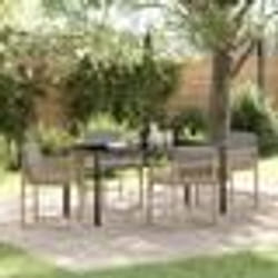 vidaXL Ensemble de salle à manger de jardin , 5 pièces, avec coussins en poly rotin beige.