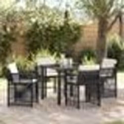 vidaXL Ensemble de jardin 5 pièces avec des coussins noirs en poly rattan.
