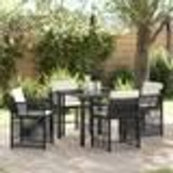 vidaXL Ensemble de jardin 5 pièces avec des coussins noirs en poly rattan.