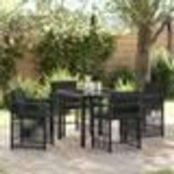 vidaXL Ensemble de jardin 5 pièces avec coussins en poly rotin noir