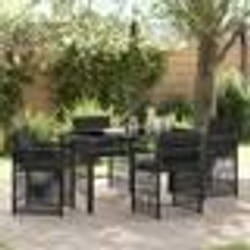 vidaXL Set de jardin 5 pièces avec coussins noirs en rotin synthétique