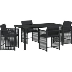 Vidaxl - Set de jardin 5 pièces avec des coussins en polyrotin noir