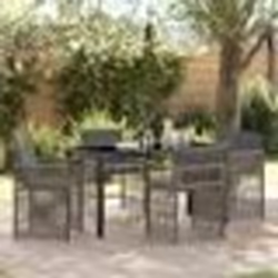 vidaXL Ensemble de jardin 5 pièces avec coussins gris en poly rotin