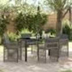 vidaXL Ensemble de jardin 5 pièces avec coussins gris en poly rotin