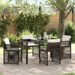 vidaXL Set de Salle à Manger de Jardin 5 Pièces avec Coussins Marron