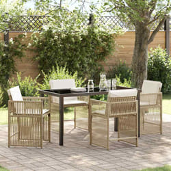 Vidaxl Ensemble De Salle À Manger Pour Jardin 5 Pcs Beige Polyrotin