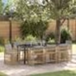 vidaXL Set de jardin de 9 pièces avec des coussins en poly rotin beige