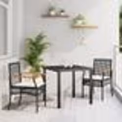 vidaXL Set de salle à manger de jardin de 3 pièces avec coussins en poly rotin noir