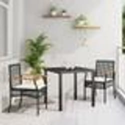 vidaXL Set de salle à manger de jardin de 3 pièces avec coussins en poly rotin noir