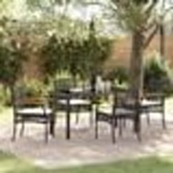 vidaXL Ensemble de jardin 5 pièces en poly rotin noir avec coussins.