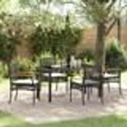 vidaXL Ensemble de jardin 5 pièces en poly rotin noir avec coussins.