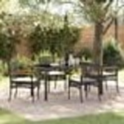 vidaXL Ensemble de salle à manger de jardin 5 pièces avec coussins en poly rattan noir.