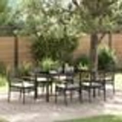 vidaXL Ensemble de salle à manger de jardin 7 pièces avec coussins en poly rotin noir