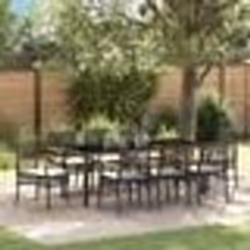 vidaXL Ensemble de salle à manger de jardin 9 pièces avec coussins - Polyrotin noir