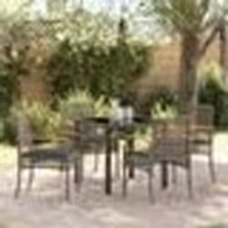 vidaXL Ensemble de salle à manger de jardin 5 pièces avec coussins en poly rattan gris