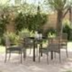 vidaXL Ensemble de salle à manger de jardin 5 pièces avec coussins en poly rattan gris