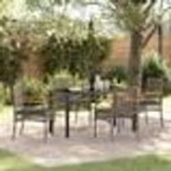 vidaXL Set de salle à manger de jardin 5 pièces avec coussins en poly rattan gris