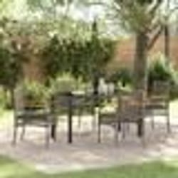 vidaXL Set de salle à manger de jardin 5 pièces avec coussins en poly rattan gris