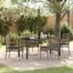 vidaXL Ensemble de salle à manger de jardin 5 pièces avec coussins en polyrotin gris