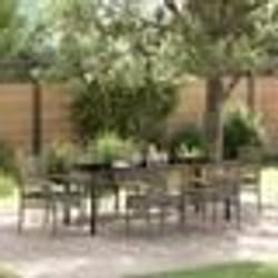 vidaXL Ensemble de 7 pièces de salle à manger de jardin avec coussins en polyrotin gris