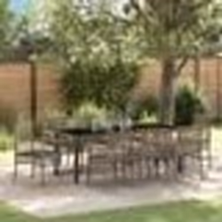 vidaXL Set de salle à manger de jardin 9 pièces avec coussins en poly rotin gris.