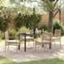 vidaXL Ensemble repas de jardin 5 pièces avec coussins en poly rotin beige
