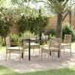 vidaXL Ensemble repas de jardin 5 pièces avec coussins en poly rotin beige