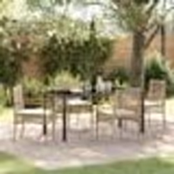 vidaXL Ensemble de Dîner de Jardin 5 Pièces avec Coussins Beige en Poly Rattan